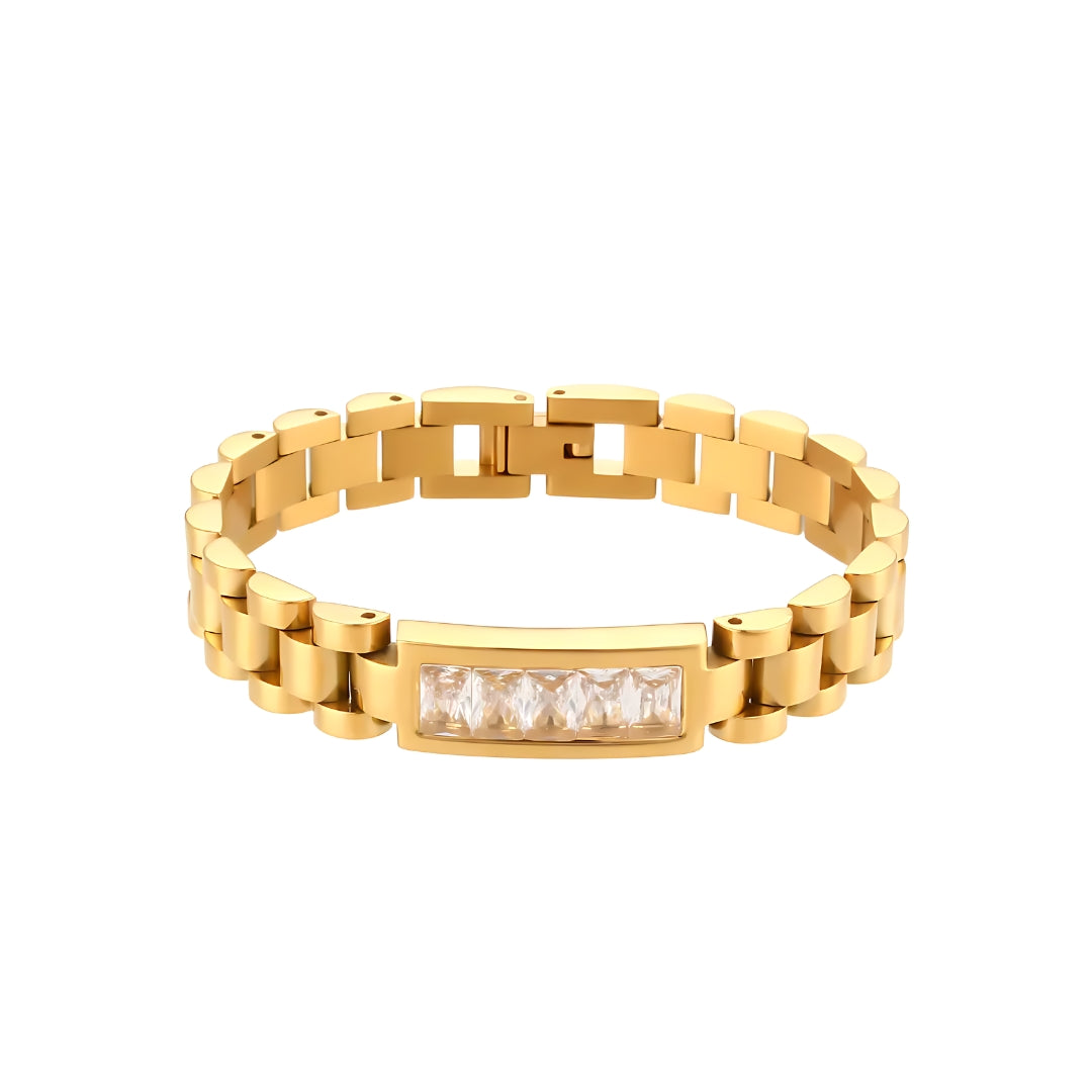 Pulseira Corrente com Zircônia Banhada em Ouro 18k