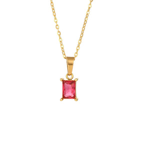 Colar Zircônia Rosa Banhado em Ouro 18k