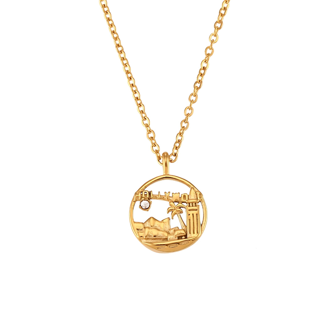 Colar Travel Los Angeles Banhado em Ouro 18k