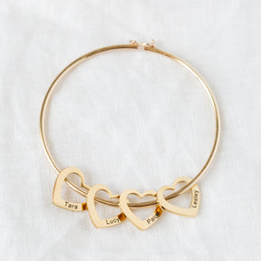 Pulseira com Pingente de Coração Personalizável Banhado a Ouro 18k