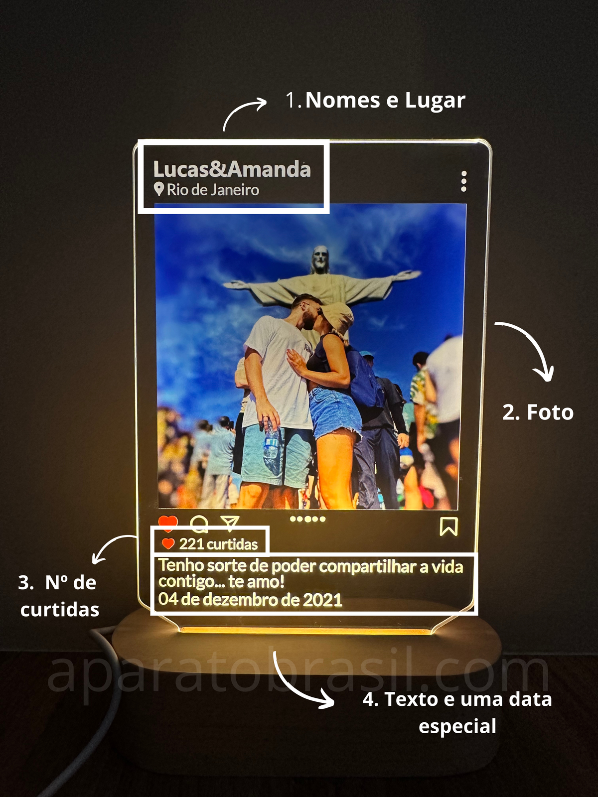 Luminária Amor Fotográfico Personalizável